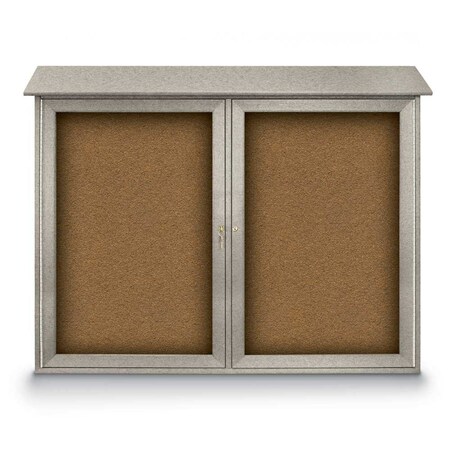 Indoor Enclosed Combo Board,48x36,Satin Frame/Grey & Cinnabar